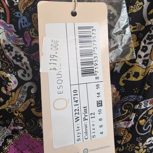 NWT Esqualo Paisley Long Sleeve Midi Dress - Size 12 Boho Chic - Picture 5 of 16